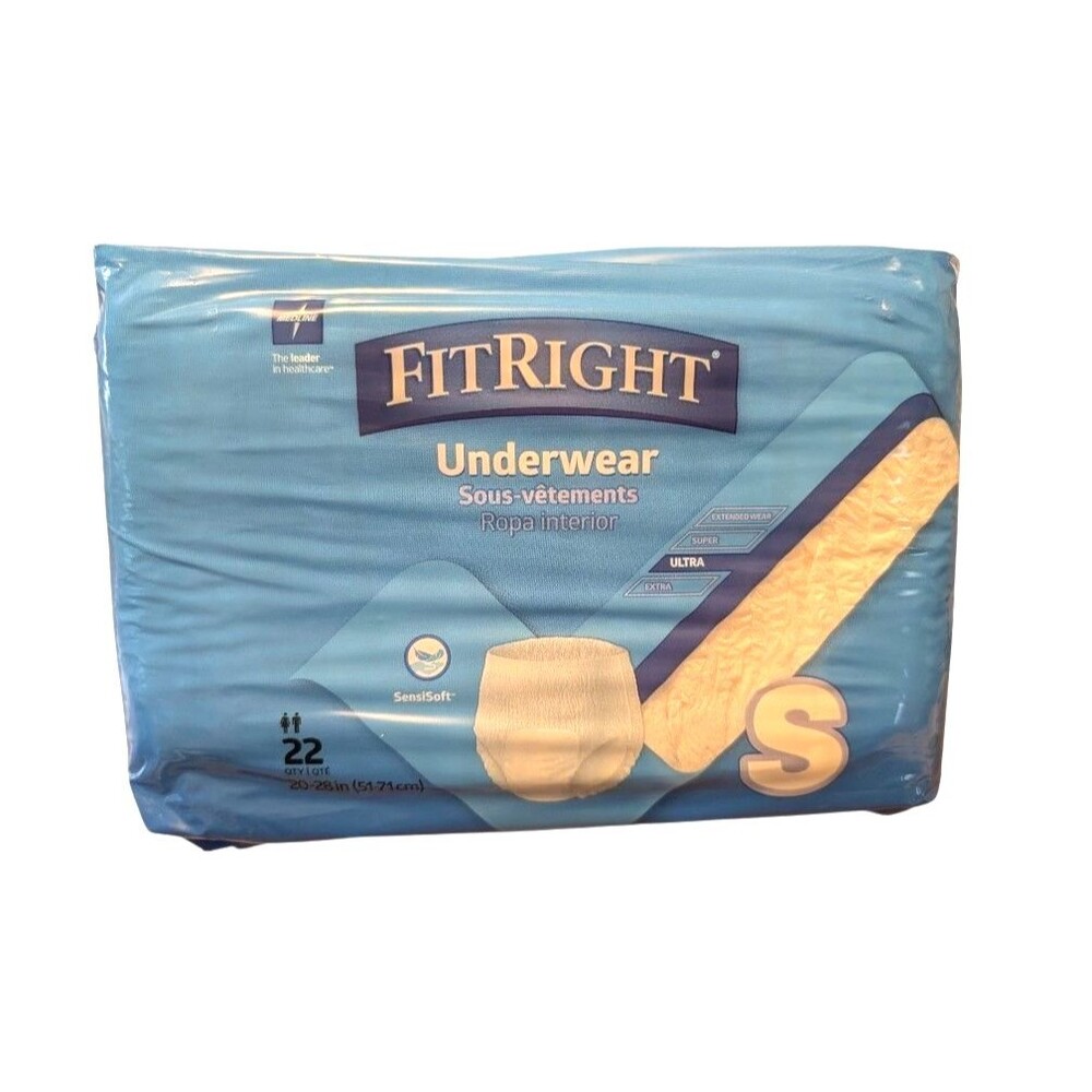 Medline FitRight Ultra Unisex Adult Underwear 22 Count Small New Sealed